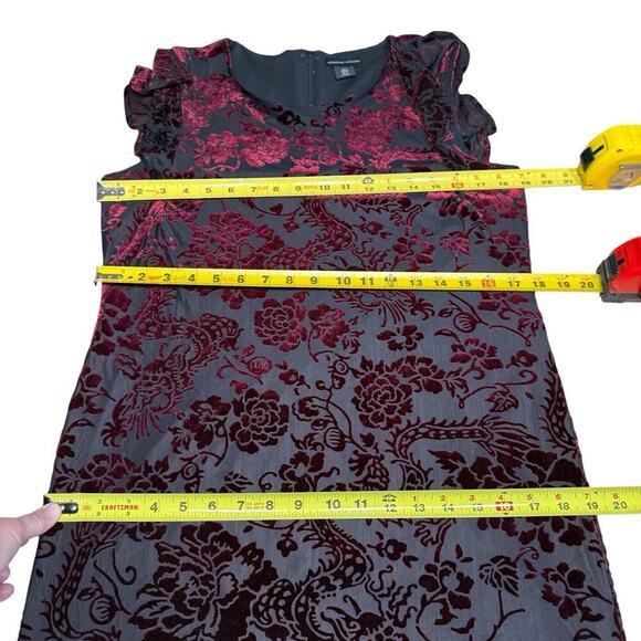 Y2K Adrienne Vittadini Dragon Floral Burnout Velvet Dress Whimsigoth Vamp S - Picture 6 of 7